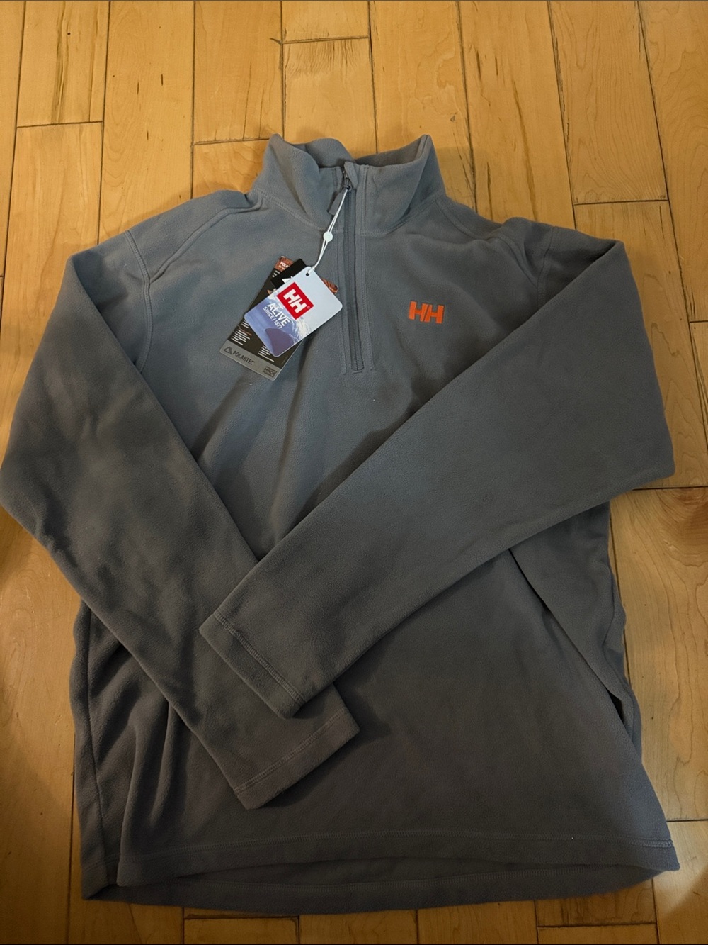 Helly Hansen Gray Quarter-Zip Pullover with Orange HH Accent